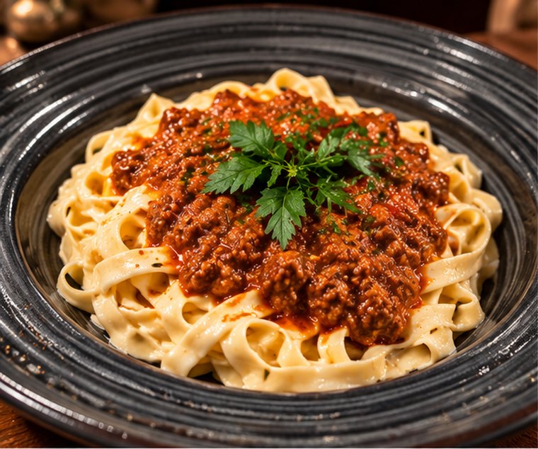 Kıymalı soslu taze fettuccine